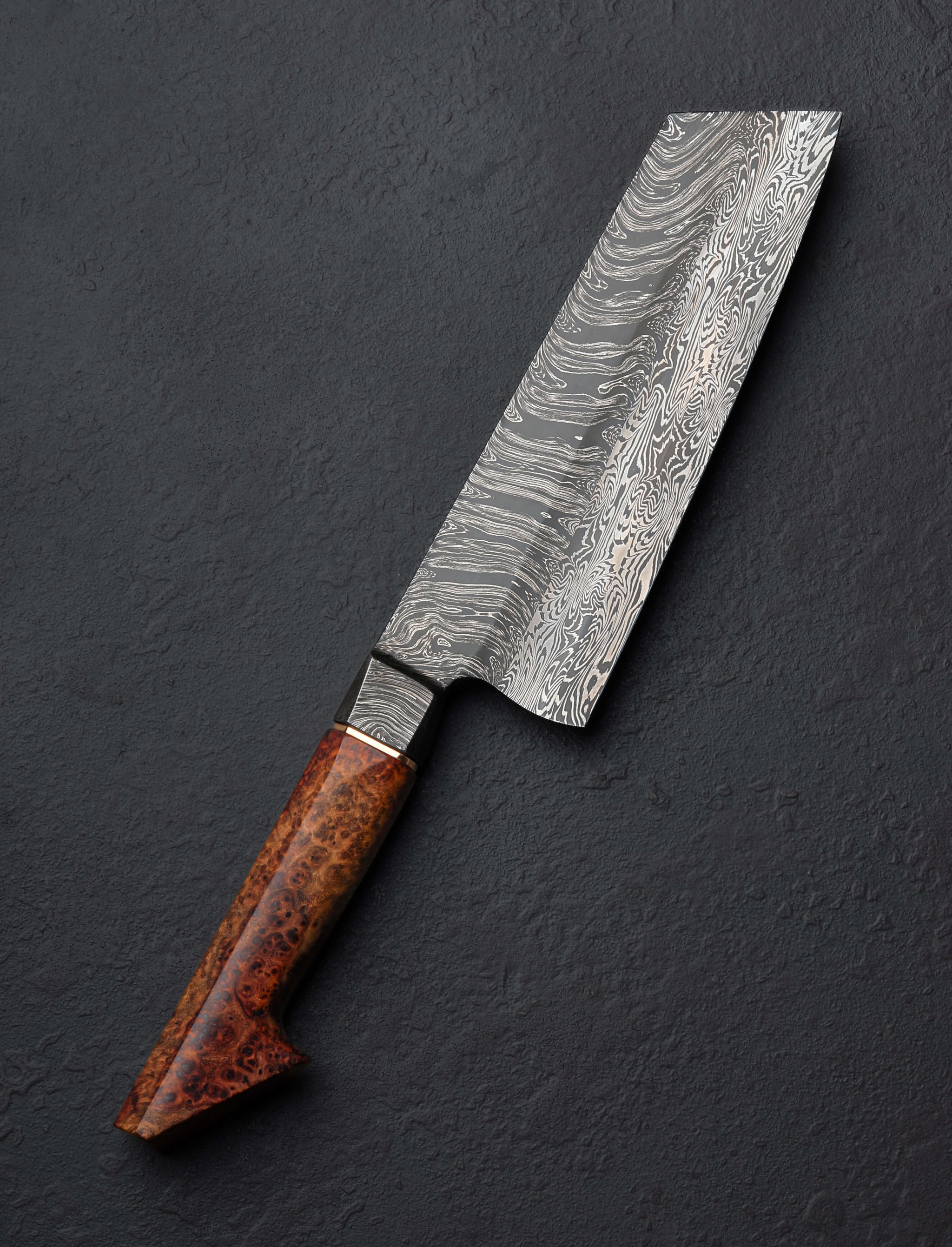 Lew Griffin - Ireland Santoku & Bunka Amboyna Twist Bunka 182mm