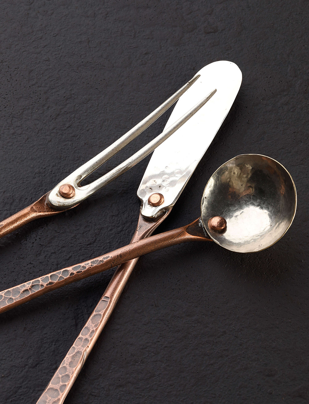 Rex & Marsha Morton - Missouri Serving Copper & Steel Appetizer Set