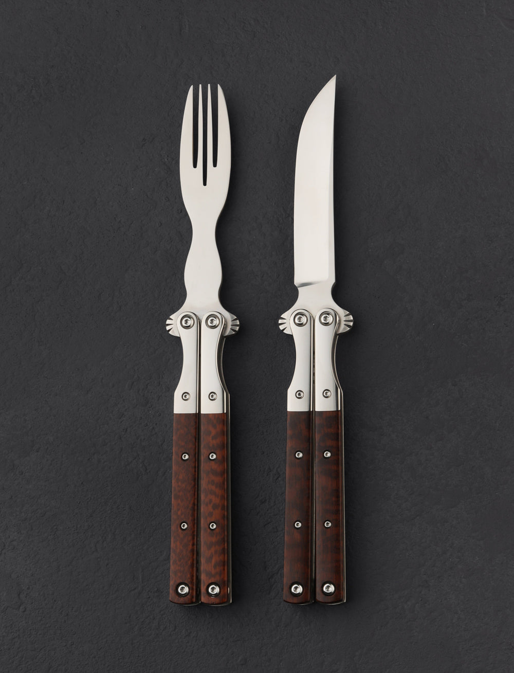 Terry Guinn - Texas Sets Snakewood Balisong Cutlery Set