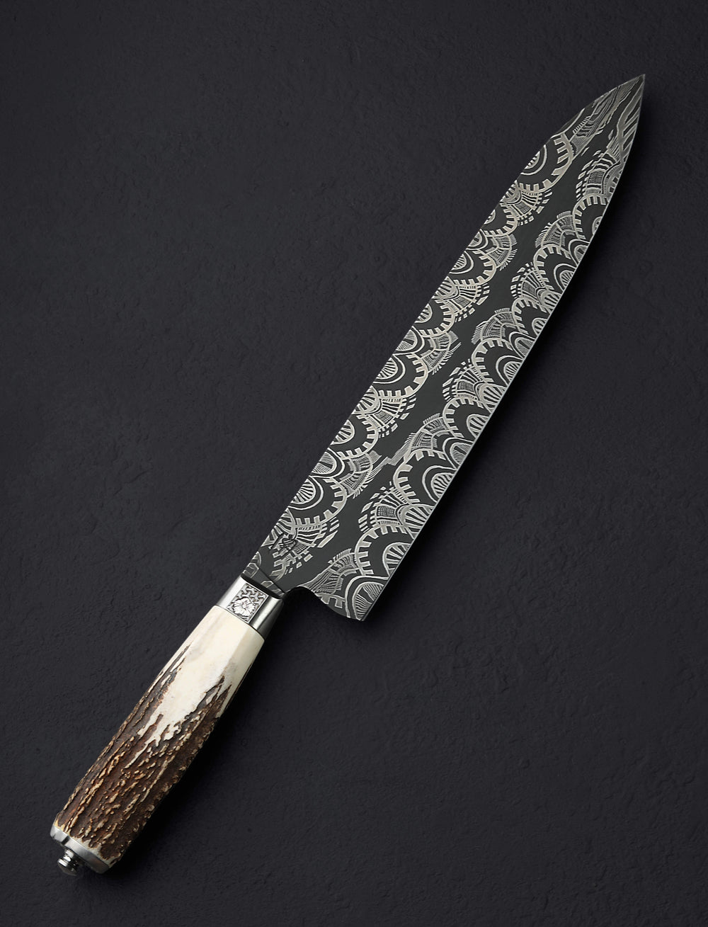 Andrew Meers - North Carolina Slicer & Sujihiki Silver Antler Hibiscus Chef 255mm