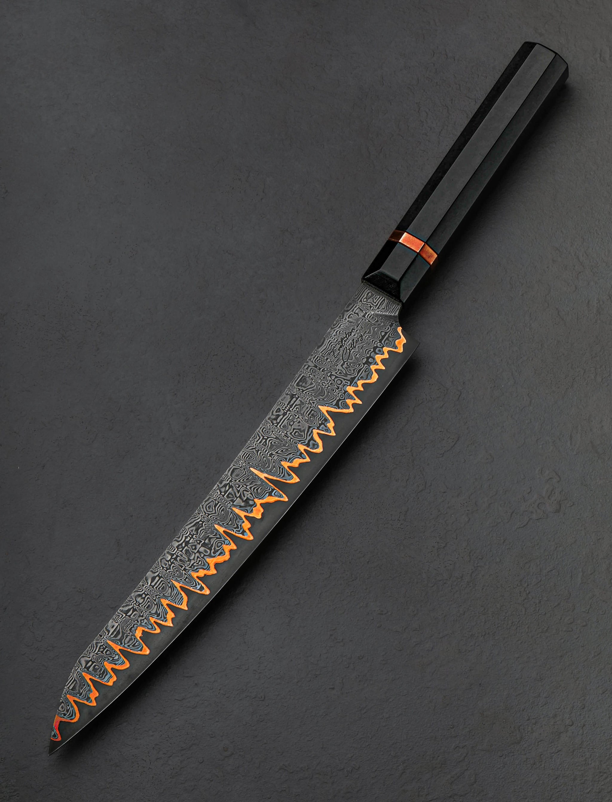 Dan Tompkins - New York Slicer & Sujihiki Ember Line Damascus Slicer 245mm