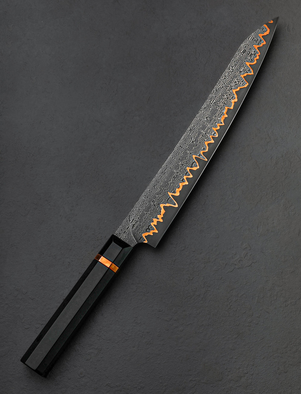 Dan Tompkins - New York Slicer & Sujihiki Ember Line Damascus Slicer 245mm