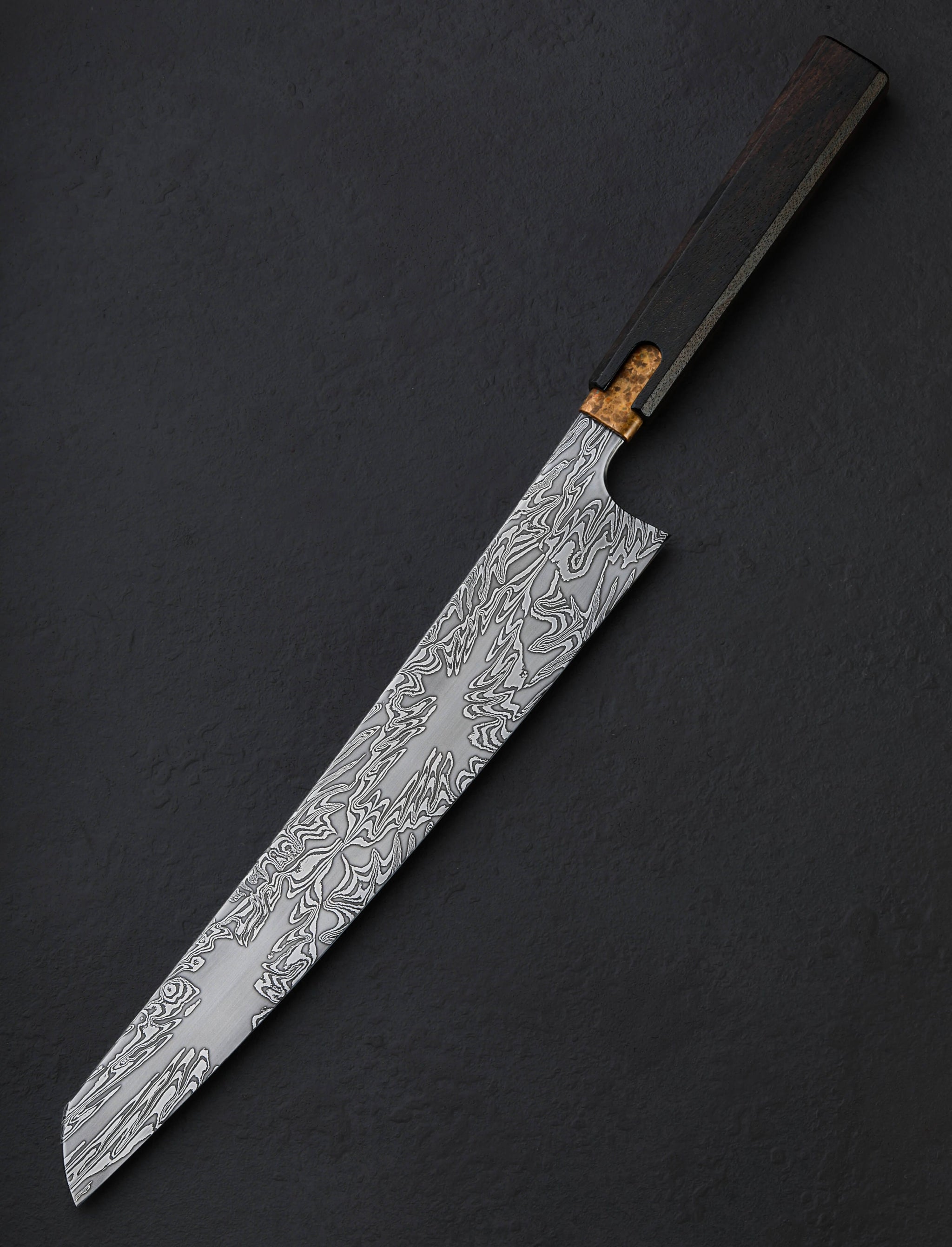 Isaiah Schroeder - Wisconsin Slicer & Sujihiki Bronze Sunburst Damascus Slicer 275mm