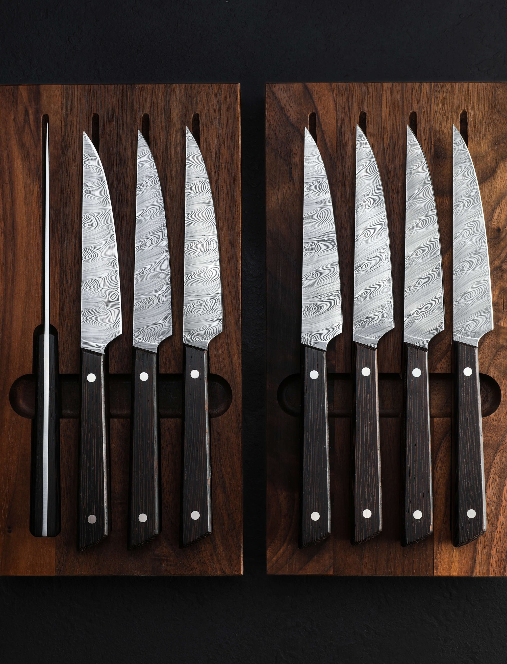 Monolith Knives - Virginia Table Knives Heirloom Damascus Steak Knife Set