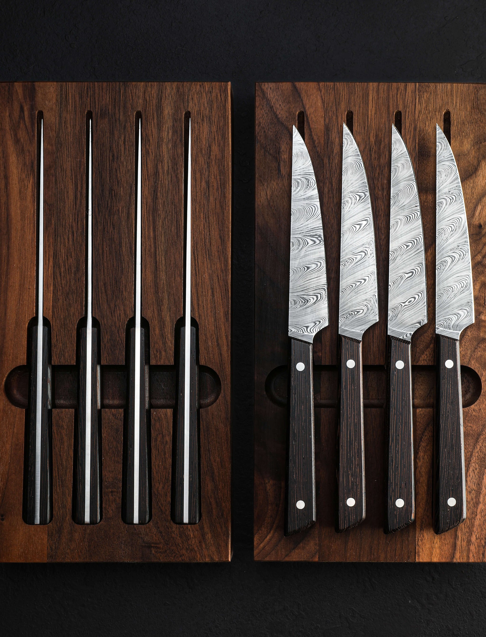 Monolith Knives - Virginia Table Knives Heirloom Damascus Steak Knife Set