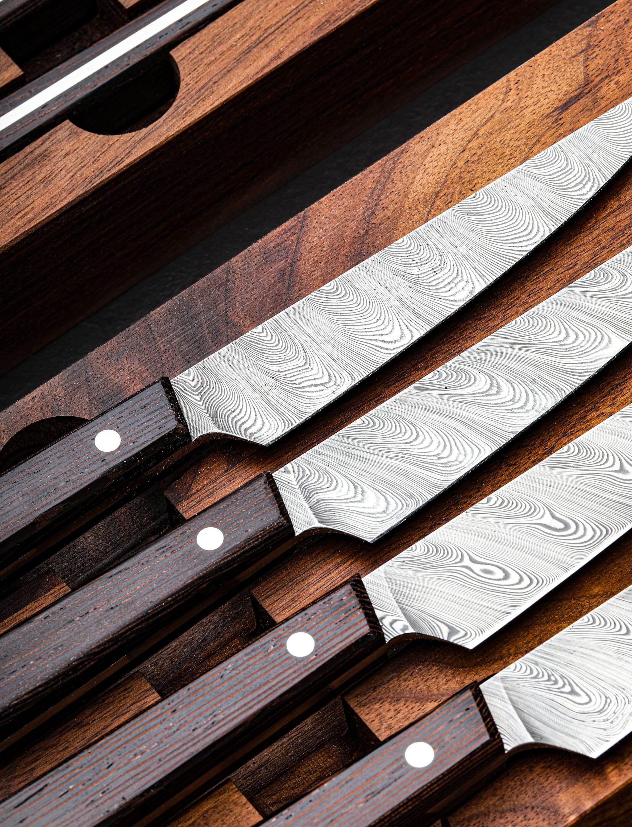 Monolith Knives - Virginia Table Knives Heirloom Damascus Steak Knife Set