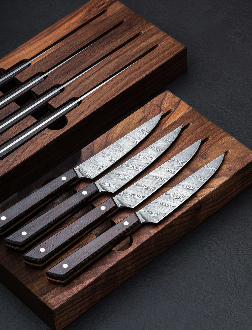 Monolith Knives - Virginia Table Knives Heirloom Damascus Steak Knife Set