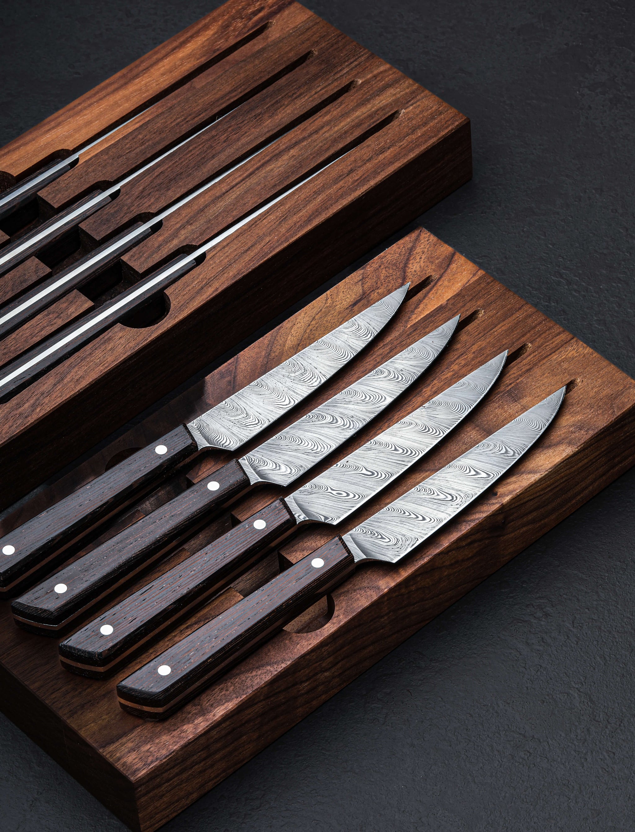 Monolith Knives - Virginia Table Knives Heirloom Damascus Steak Knife Set