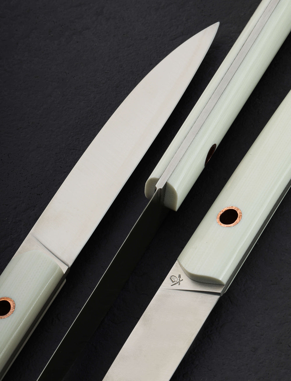 Roland Lannier - France Table Knives White & Copper Table Knife Set
