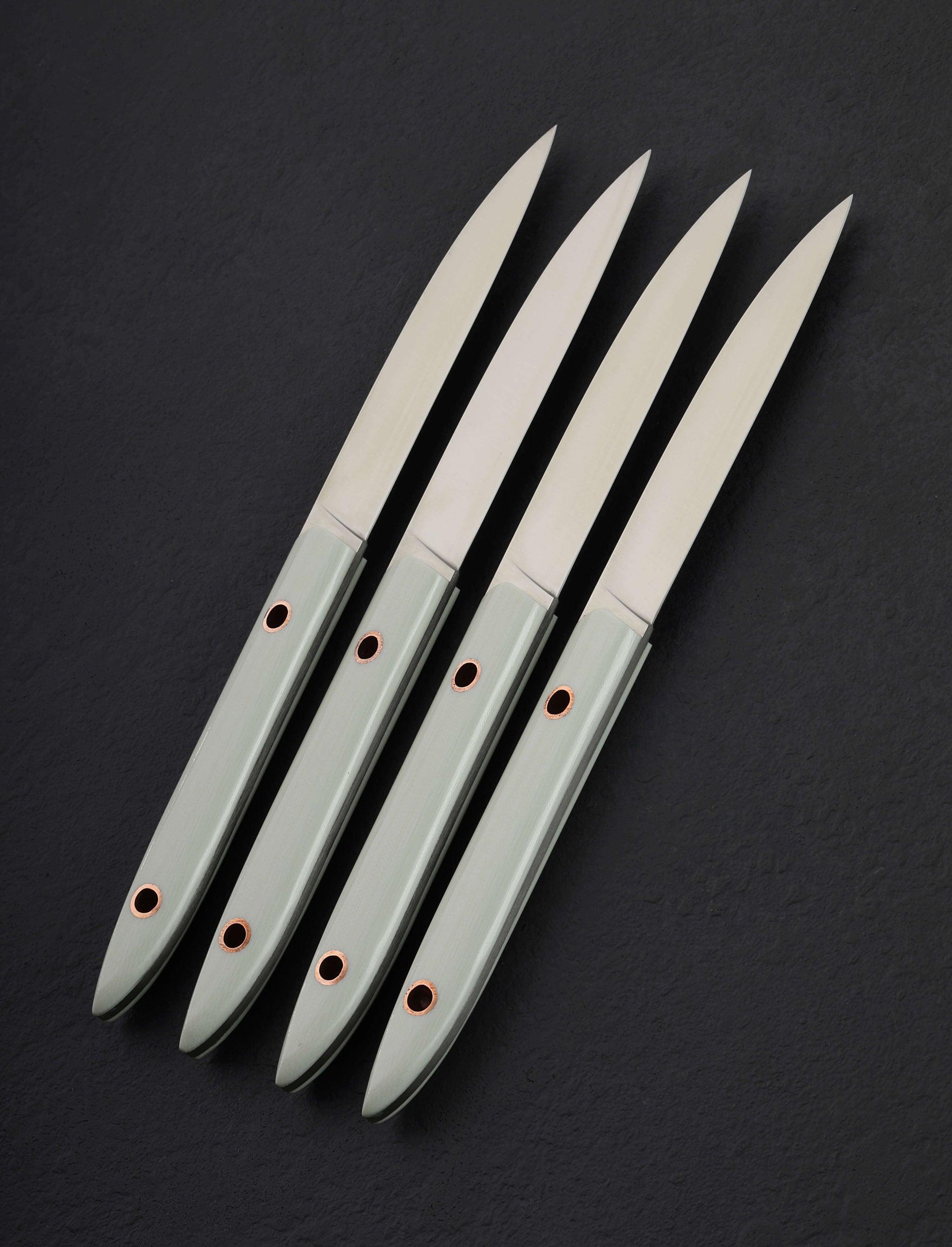 Roland Lannier - France Table Knives White & Copper Table Knife Set